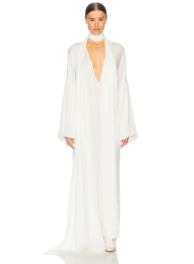 [冬季新品]Helsa 深V领连衣裙宽松简约白色系带裙子老钱风REVOLVE