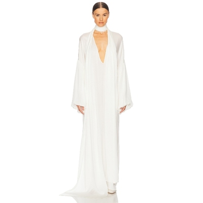 [冬季新品]Helsa 深V领连衣裙宽松简约白色系带裙子老钱风REVOLVE