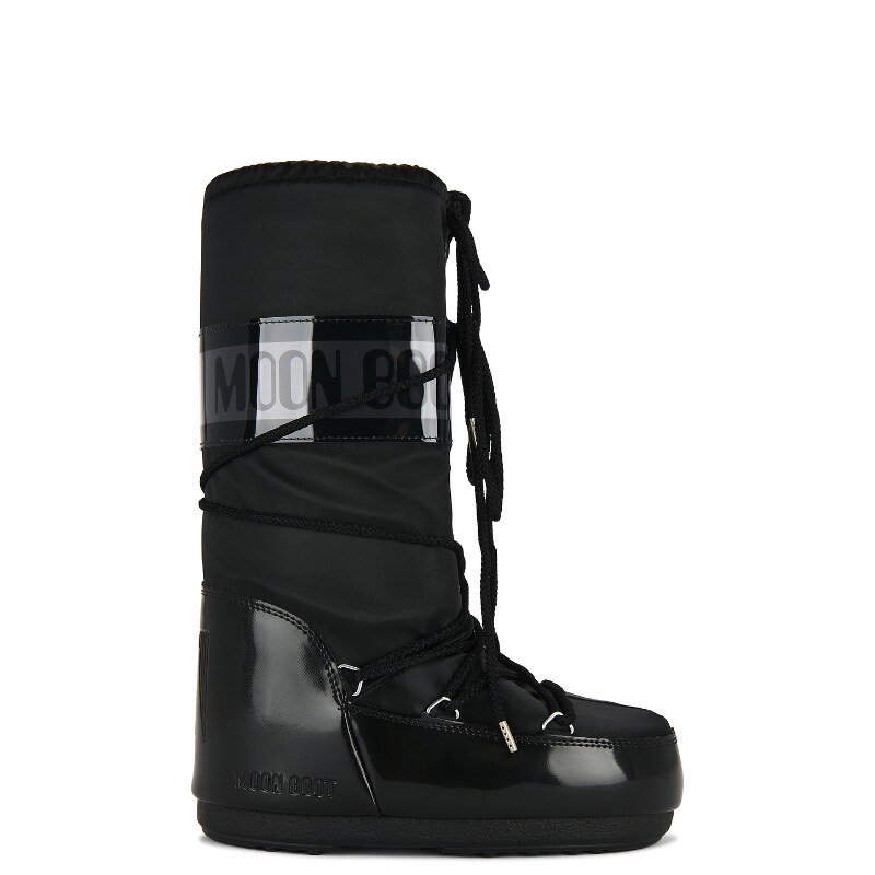 MOON BOOT ICON 雪地靴黑色女款亮面滑雪鞋REVOLVE小众新款