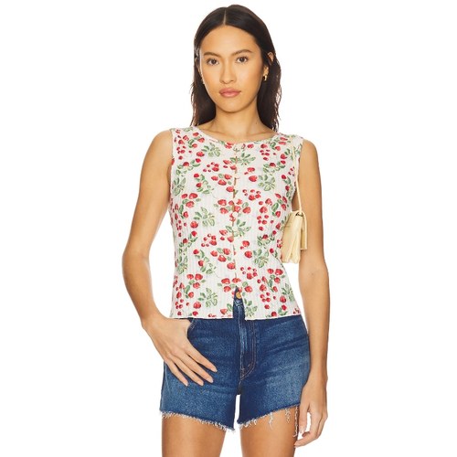 [春季新品]Free People 背心 白色草莓樱桃印花 基础内搭REVOLVE