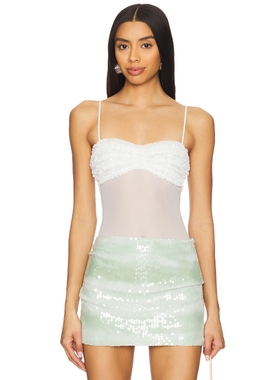 MORE TO COME吊带背心白色y2k辣妹风网纱拼接上衣REVOLVE小众新款