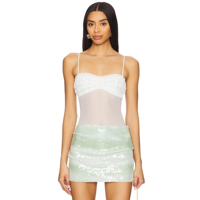 MORE TO COME吊带背心白色y2k辣妹风网纱拼接上衣REVOLVE小众新款