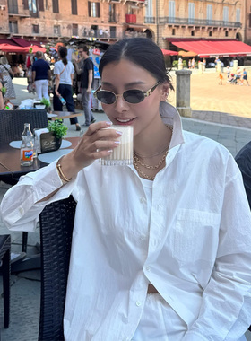 [冬季新品]白色静奢风长袖衬衫女宽松显瘦通勤上衣Helsa风REVOLVE