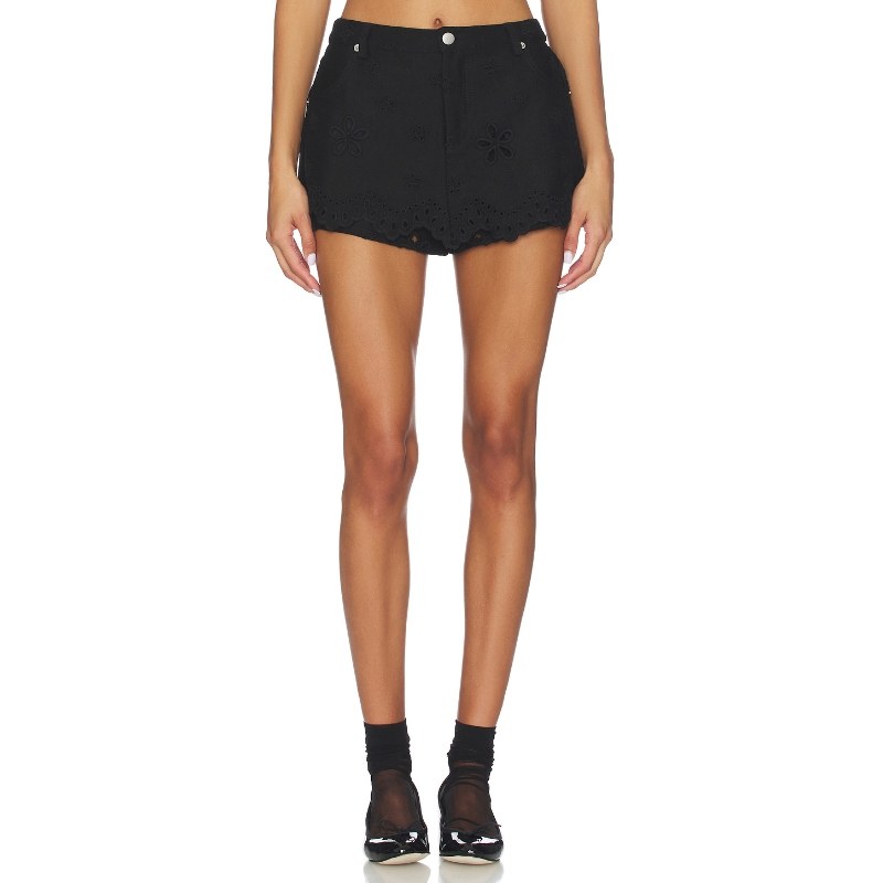 [冬季新品]For Love & Lemons 短裤裙黑色美式休闲风REVOLVE