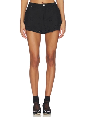 [冬季新品]For Love & Lemons 短裤裙黑色美式休闲风REVOLVE