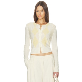 奶油色REVOLVE小众新款 开衫 Argyle Vince