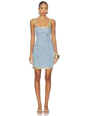 [冬季新品]ASTA RESORT VERA 刺绣迷你连衣裙 蓝色REVOLVE小众