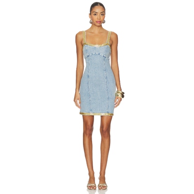 [冬季新品]ASTA RESORT VERA 刺绣迷你连衣裙 蓝色REVOLVE小众