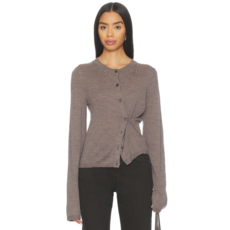 EAVES KAIE 开衫外套灰褐色显瘦圆领休闲长袖上衣REVOLVE小众新款