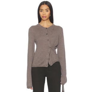 上衣REVOLVE小众新款 EAVES 外套灰褐色显瘦圆领休闲长袖 开衫 KAIE