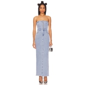 superdown 牛仔抹胸连衣裙女复古修身 型长裙辣妹风REVOLVE