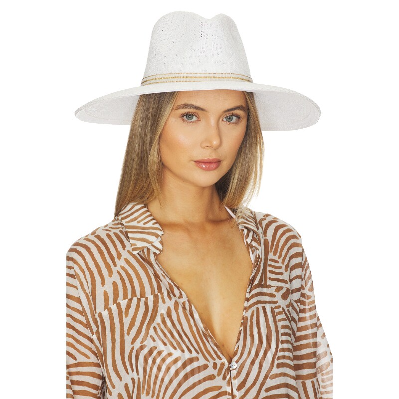 Nikki Beach白色草编草帽度假风秋冬新品宽檐防晒REVOLVE