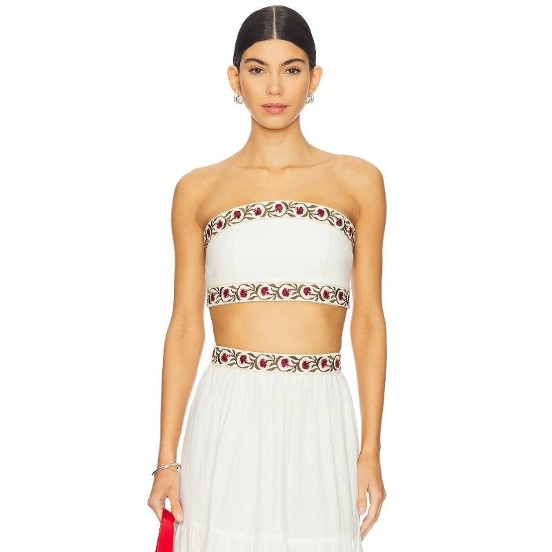 Rosewater House CARNATION 无带上装 象牙白 y2k辣妹风REVOLVE小