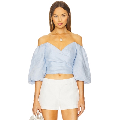 Bardot EVA 亚麻上装 Baby BlueREVOLVE小众新款