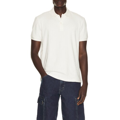 Lacoste米白色夏季新品上衣翻领通勤风短袖修身衬衫REVOLVE
