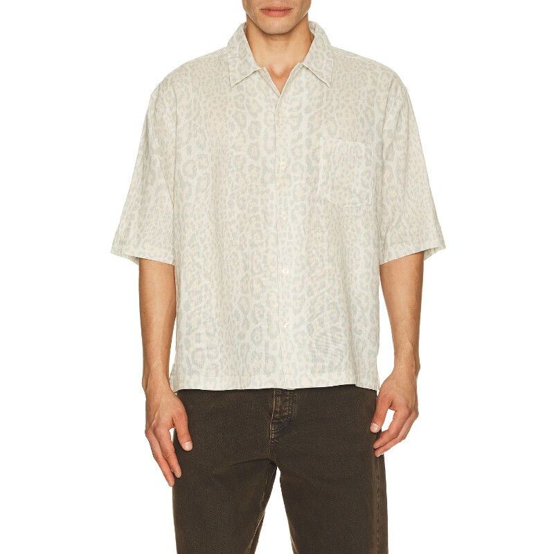 ALLSAINTS米白色上装豹纹翻领复古风宽松衬衫早秋新品REVOLVE