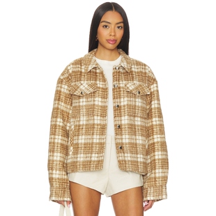 GUIZIO QUILTED PLAID 夹克 棕色 美式休闲风REVOLVE小众新款