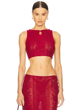 [春季新品]LOBA LAURA 蕾丝无袖上衣 酒红色 小众设计REVOLVE