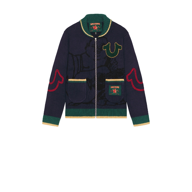 True Religion 真实信仰 ANNIVERSARY 开衫 蓝色REVOLVE小众新款