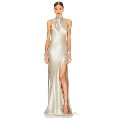 Procy xinel同款 SAU LEE 长款连衣裙女挂脖露背无袖裙REVOLVE