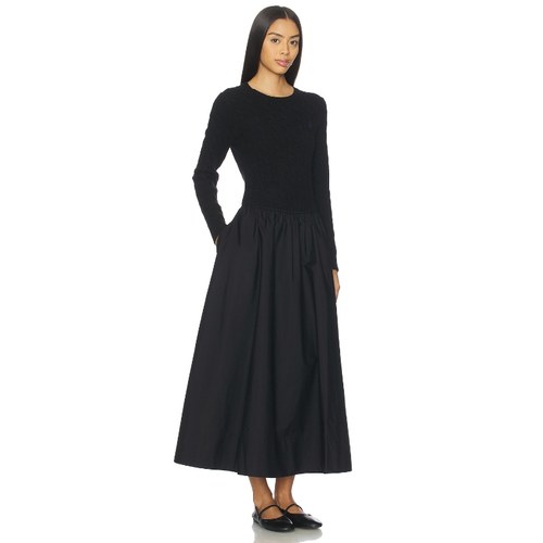 Polo Ralph Lauren Cable Knit Poplin Dress 黑色 老钱风REVOLVE