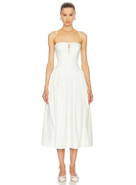 L'Academie 吊带裙白色显瘦收腰REVOLVE小众新款高级感法式
