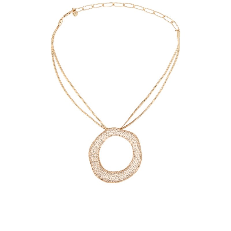 Ettika OPEN CIRCLE PAVE 垂褶项链 金属金色REVOLVE小众新款