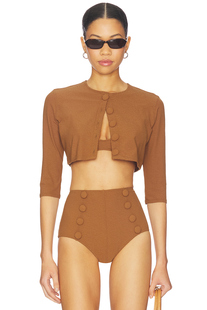 Lisa Marie Fernandez 开衫 棕黄色revolve小众新款