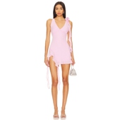 COME 连衣裙REVOLVE时尚 MORE 小众新款 雪纺花饰设计感褶饰短裙