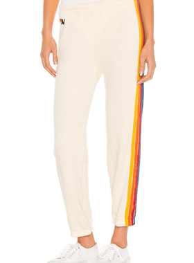Aviator Nation 5 STRIPE 运动裤 休闲时尚潮流REVOLVE  象牙白