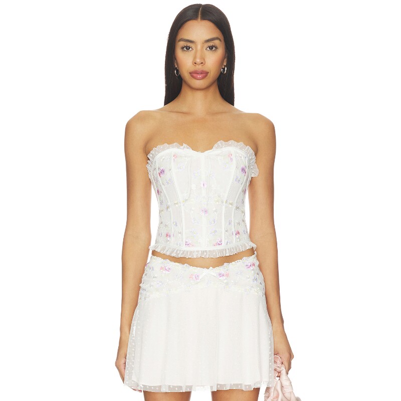 [早秋新品]For Love&Lemons白色背心碎花抹胸甜美上装REVOLVE