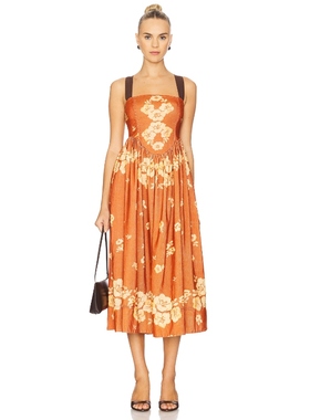 【海外直邮】Free People UNTIL DAWN 中长款连衣裙 橙色 度假波