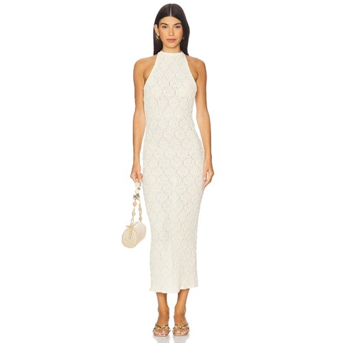 LIONESS 挂脖系带裙子象牙白性感修身网布连衣裙REVOLVE小众新款