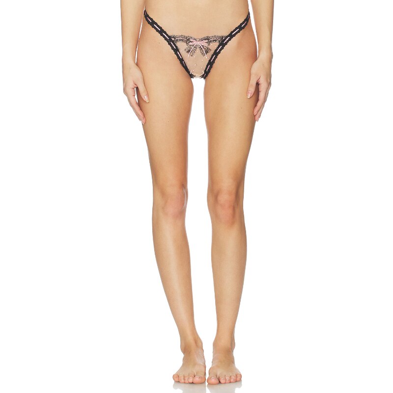 For Love & Lemons 爱柠檬 LOVE 丁字裤 黑色REVOLVE小众新款