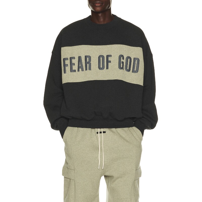 Fear of God ESSENTIALS黑色卫衣字母印花圆领上衣早秋新REVOLVE