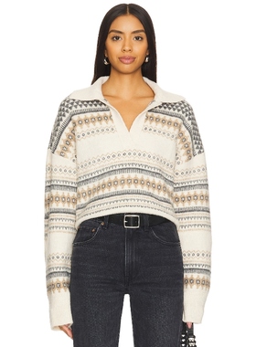 Tularosa 冰岛花纹套头毛衣费尔岛毛衣设计感翻领上衣REVOLVE新款