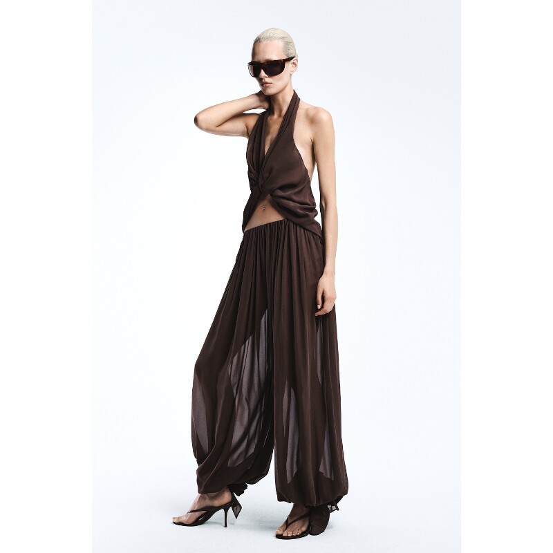 REVOLVE LOS ANGELES棕色裤装挂脖优雅风早秋新品休闲裤REVOLVE