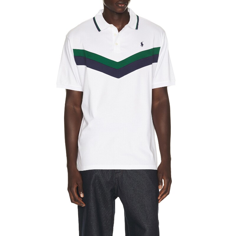 Polo Ralph Lauren白色上衣条纹翻领通勤风早秋新品T恤REVOLVE