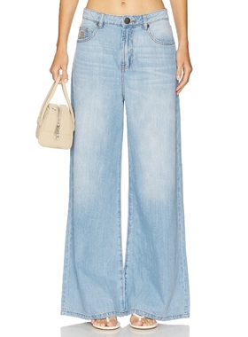 [冬季新品]One Teaspoon 牛仔裤蓝色阔腿喇叭裤丹宁长裤REVOLVE