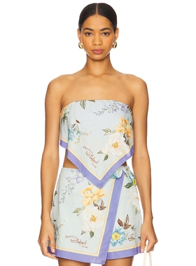 self-portrait TOP 无带上装 蓝色 y2k辣妹风REVOLVE小众新款