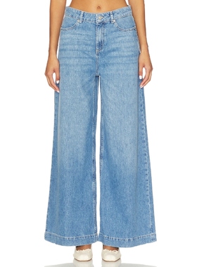 [冬季新品]ba&sh MUSC 阔脚牛仔裤 蓝色美式休闲风REVOLVE小众