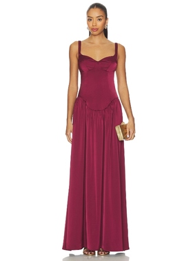 [冬季新品]Katie May STIMULUS 长裙 酒红色REVOLVE小众