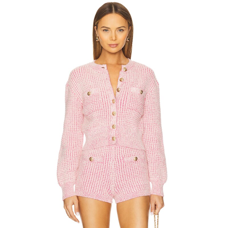[早秋新品]MAJORELLE ESTELLE 开衫 粉色羊毛衫REVOLVE小早秋
