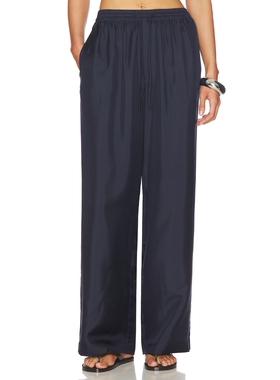 Rohe 阔腿丝绸裤 revolve小众新款 藏青色