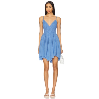 Free People 吊带连衣裙蓝色度假波西米亚风REVOLVE