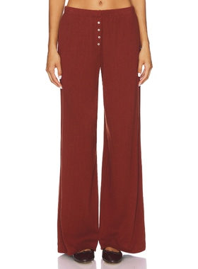 [春节穿搭]LESET POINTELLE 阔脚长裤 砖红色REVOLVE小众
