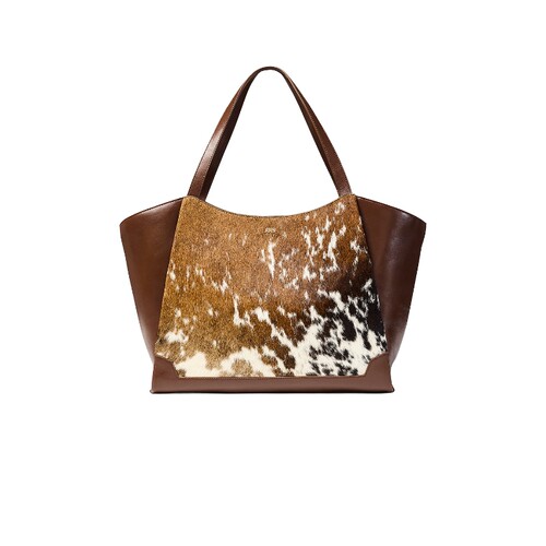 July JULIETTE OPEN WINGED COW PRINT TOTE BROWN 包袋 26春夏新