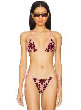 Asta Resort Lio Jacquard Bikini Top 粉色辣妹风REVOLVE