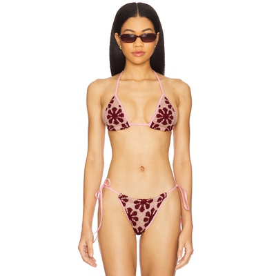 Asta Resort Lio Jacquard Bikini Top 粉色辣妹风REVOLVE