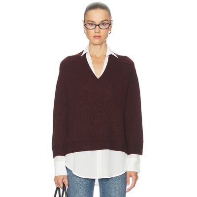 Brochu Walker V领层叠套头衫 棕色羊毛衫REVOLVE小众新款